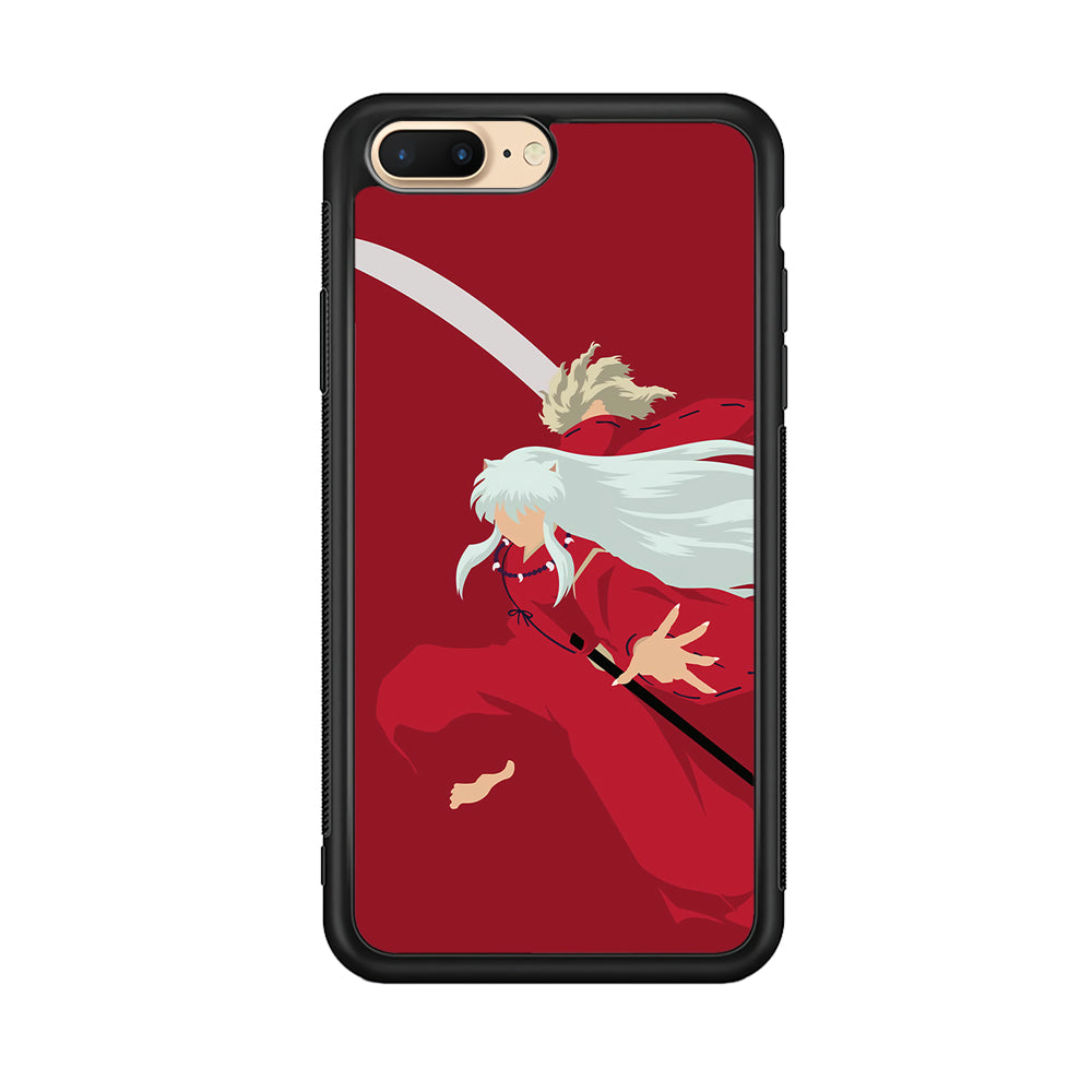 Inuyasha Red Background iPhone 8 Plus Case-Phone Case-Rubber Black (2D Case)-Altracase