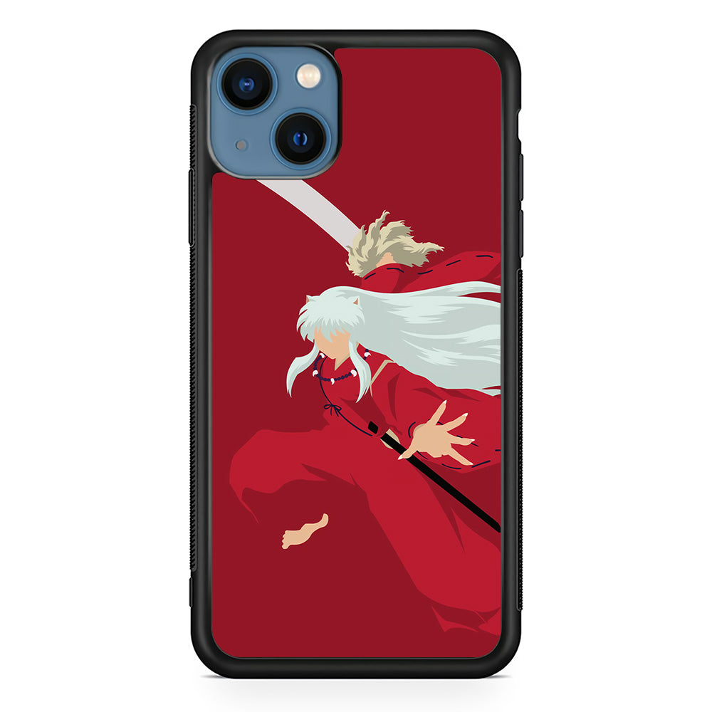 Inuyasha Red Background iPhone 15 Case-Phone Case-Rubber Black (2D Case)-Altracase
