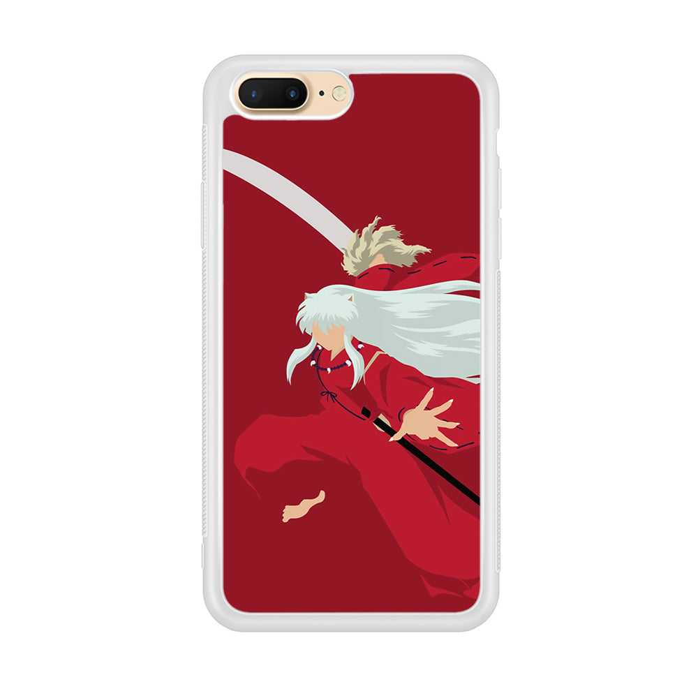 Inuyasha Red Background iPhone 8 Plus Case-Phone Case-Rubber White (2D Case)-Altracase