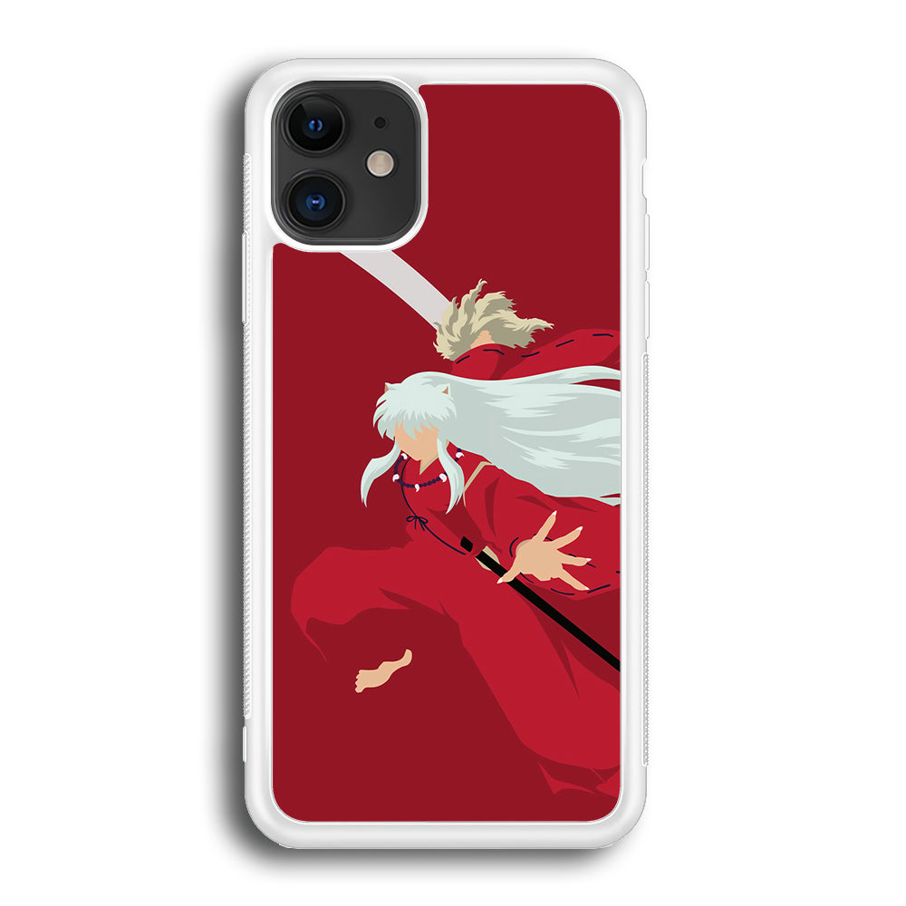 Inuyasha Red Background iPhone 12 Case-Phone Case-Rubber White (2D Case)-Altracase