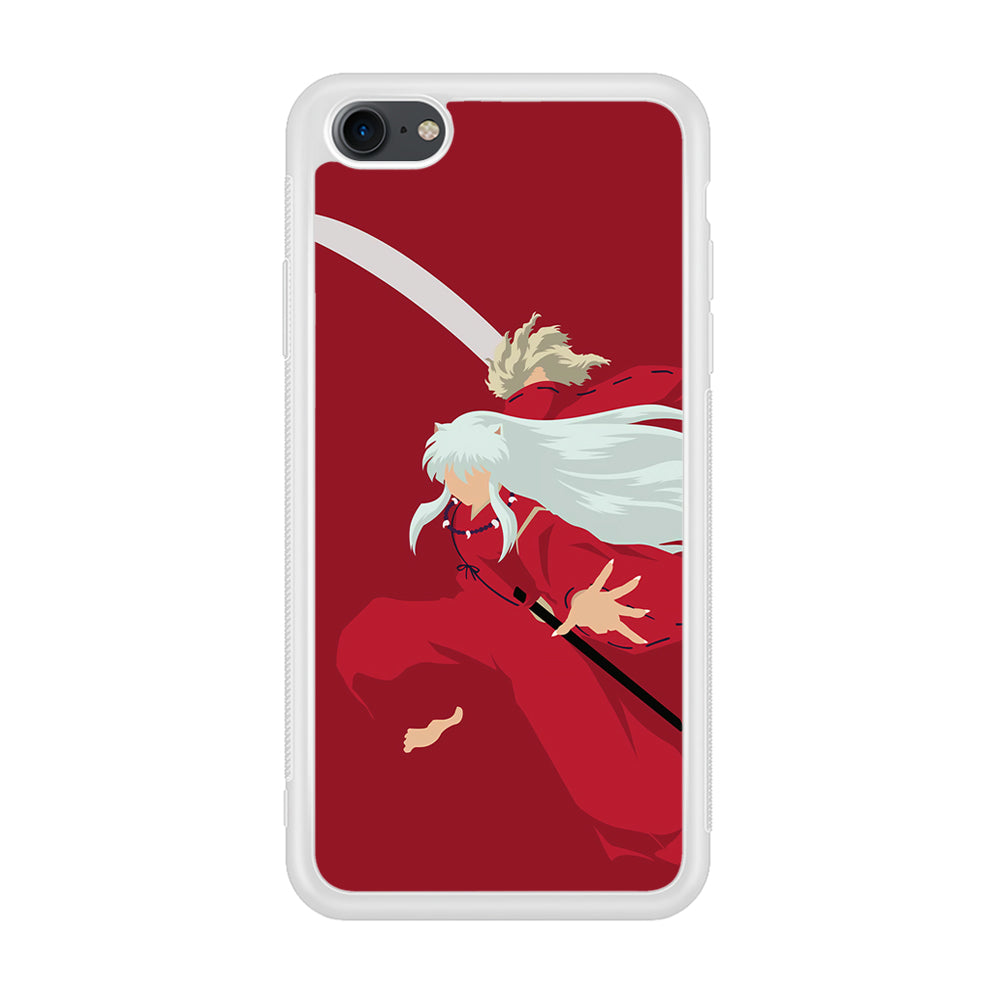 Inuyasha Red Background iPhone 7 Case-Phone Case-Rubber White (2D Case)-Altracase