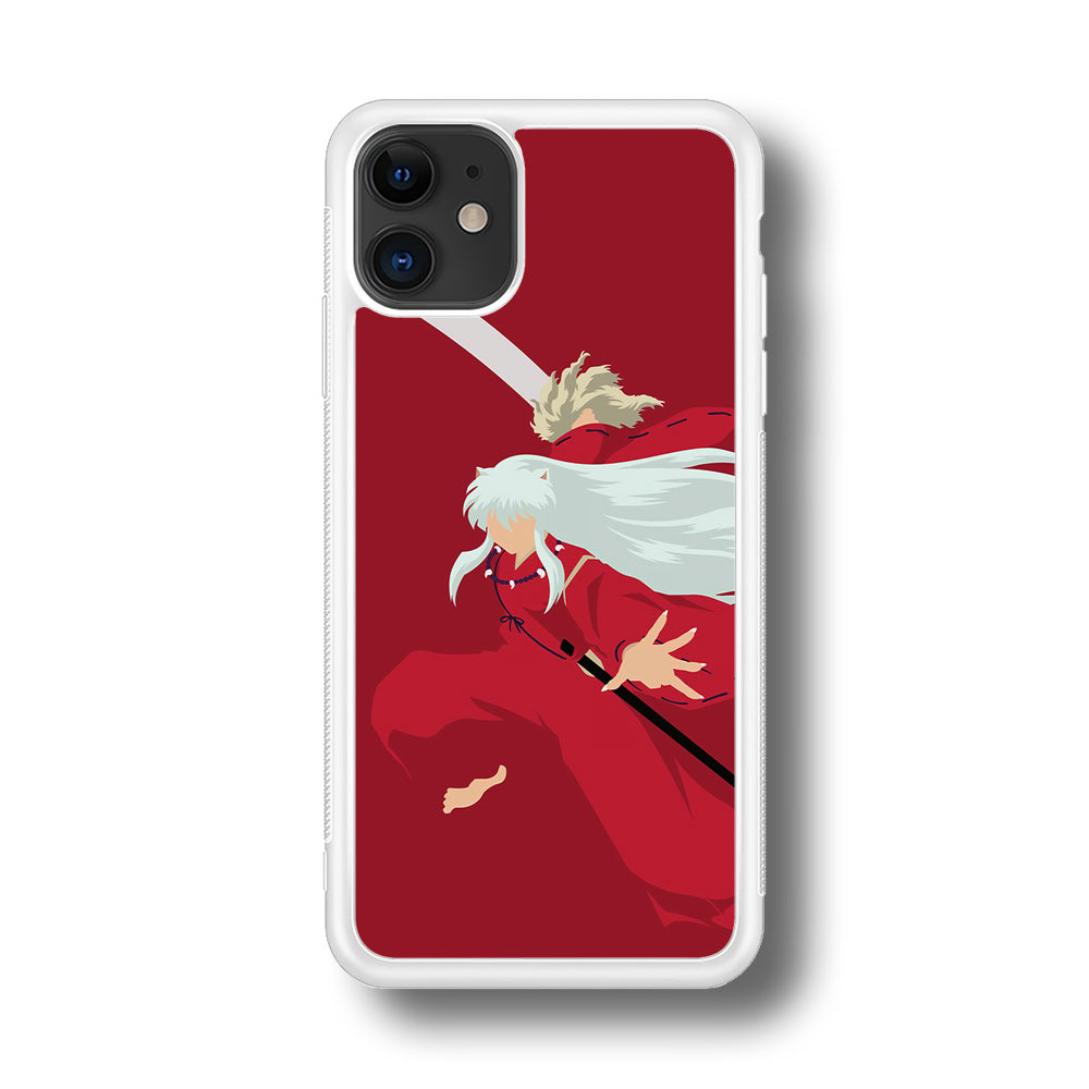 Inuyasha Red Background iPhone 11 Case-Phone Case-Rubber White (2D Case)-Altracase