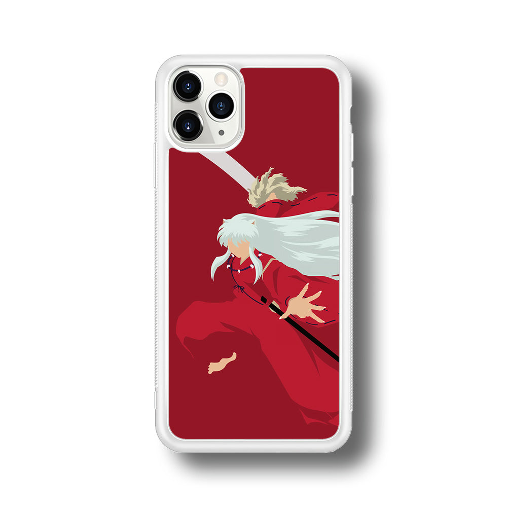 Inuyasha Red Background iPhone 11 Pro Max Case-Phone Case-Rubber White (2D Case)-Altracase