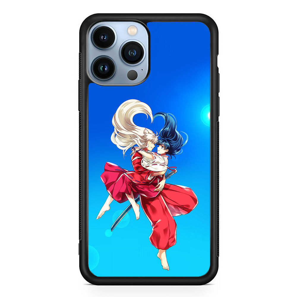 Inuyasha and Kagome Romantic iPhone 15 Pro Case-Phone Case-Rubber Black (2D Case)-Altracase