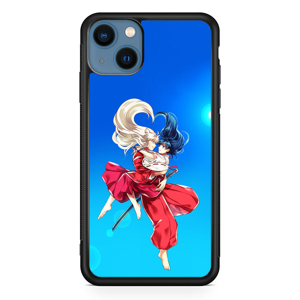Inuyasha and Kagome Romantic iPhone 15 Case-Phone Case-Rubber Black (2D Case)-Altracase
