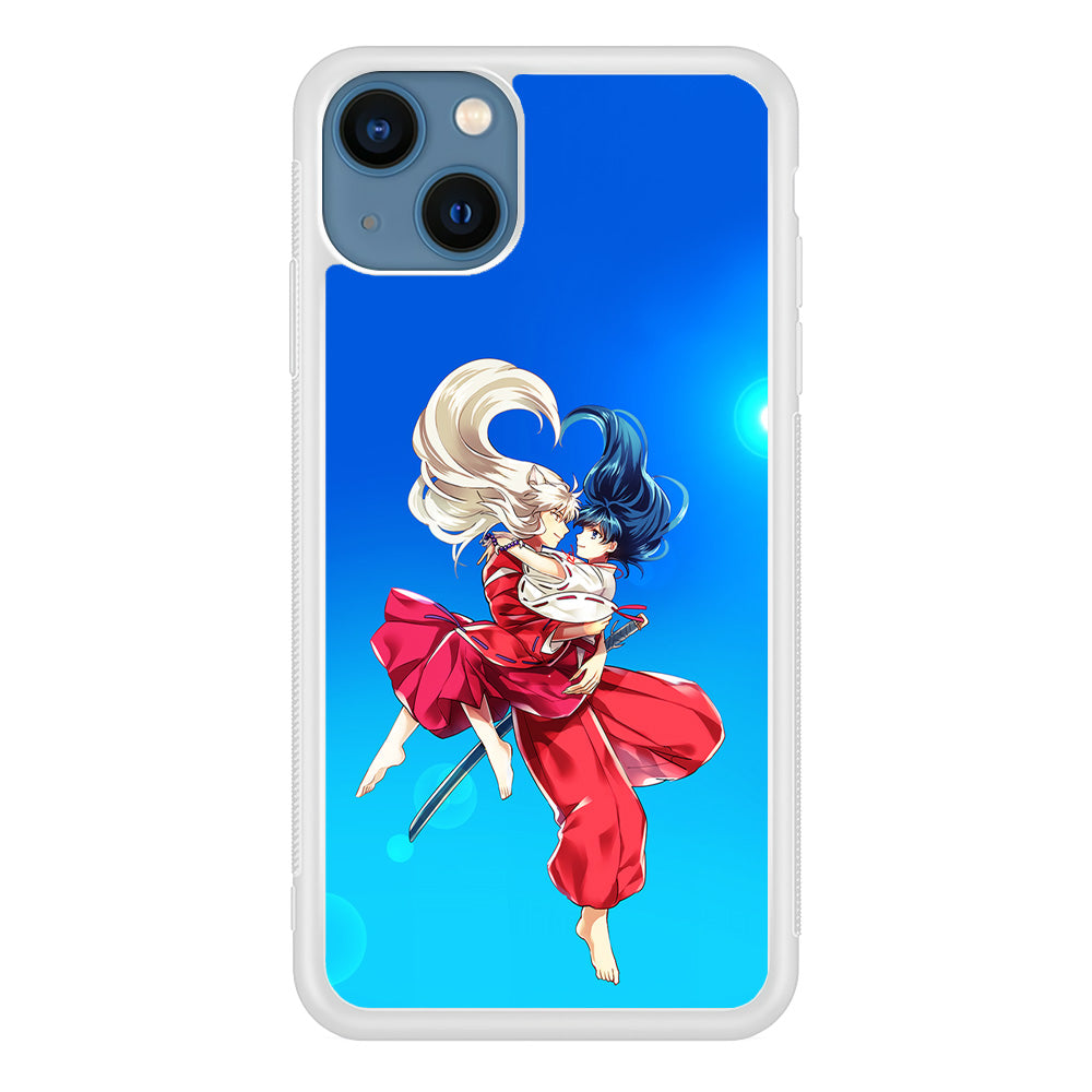 Inuyasha and Kagome Romantic iPhone 15 Case-Phone Case-Rubber White (2D Case)-Altracase