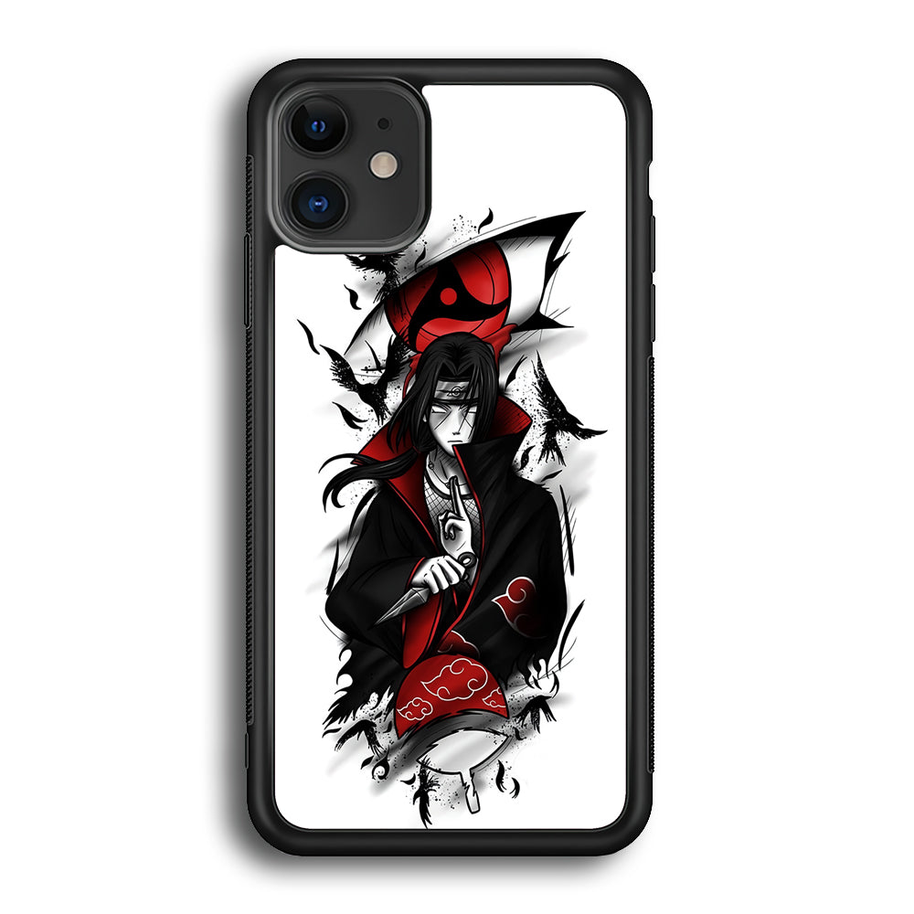 Itachi Uchiha White iPhone 12 Case-Phone Case-Rubber Black (2D Case)-Altracase