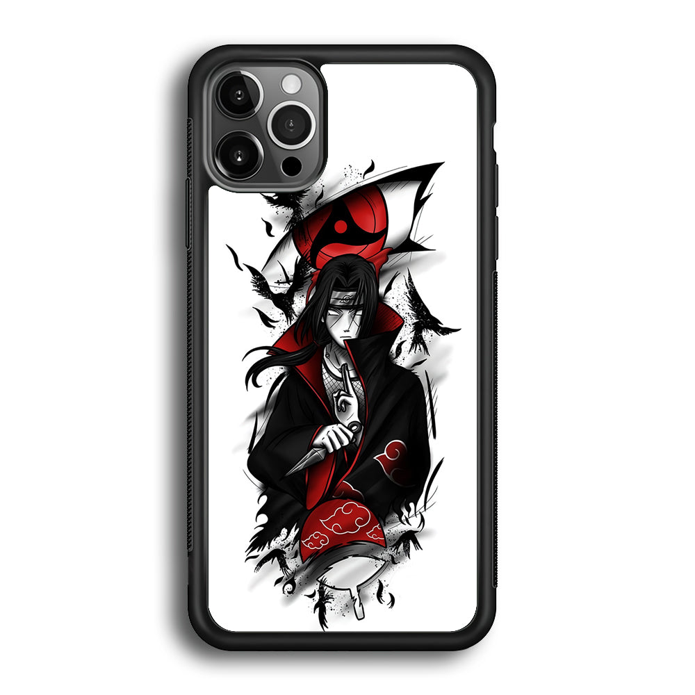 Itachi Uchiha White iPhone 12 Pro Case-Phone Case-Rubber Black (2D Case)-Altracase
