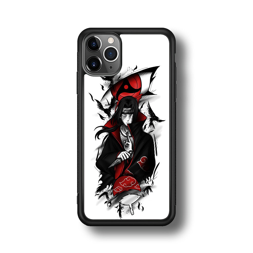 Itachi Uchiha White iPhone 11 Pro Case-Phone Case-Rubber Black (2D Case)-Altracase