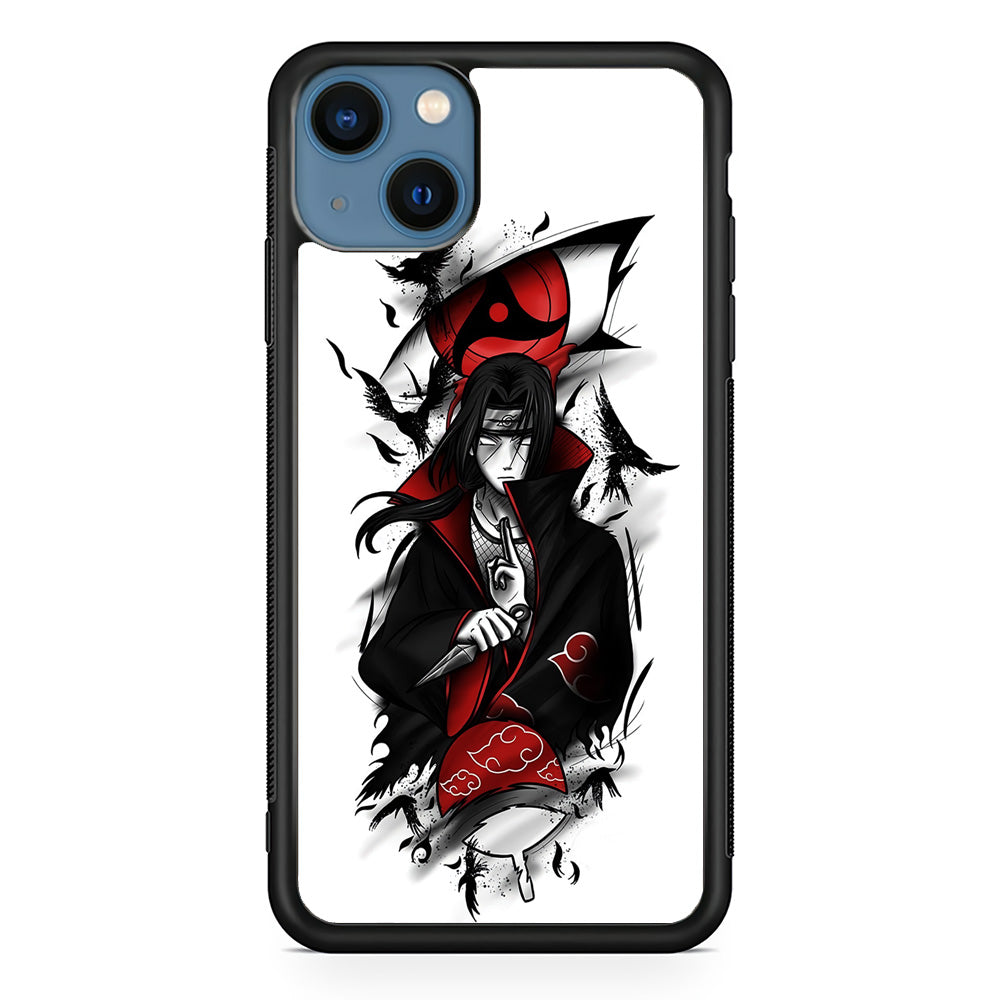 Itachi Uchiha White iPhone 13 Mini Case-Phone Case-Rubber Black (2D Case)-Altracase