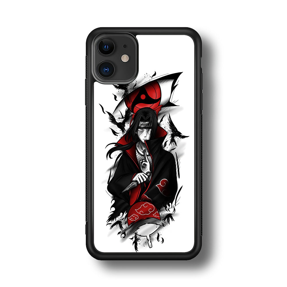 Itachi Uchiha White iPhone 11 Case-Phone Case-Rubber Black (2D Case)-Altracase