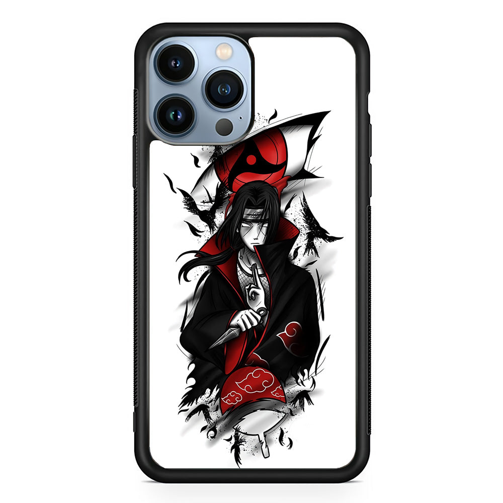 Itachi Uchiha White iPhone 15 Pro Case-Phone Case-Rubber Black (2D Case)-Altracase