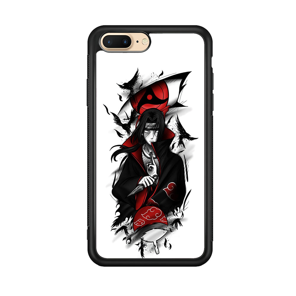 Itachi Uchiha White iPhone 8 Plus Case-Phone Case-Rubber Black (2D Case)-Altracase