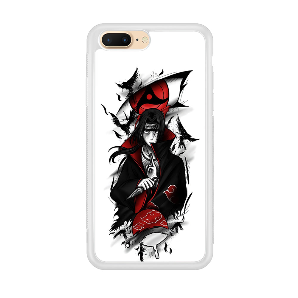 Itachi Uchiha White iPhone 8 Plus Case-Phone Case-Rubber White (2D Case)-Altracase