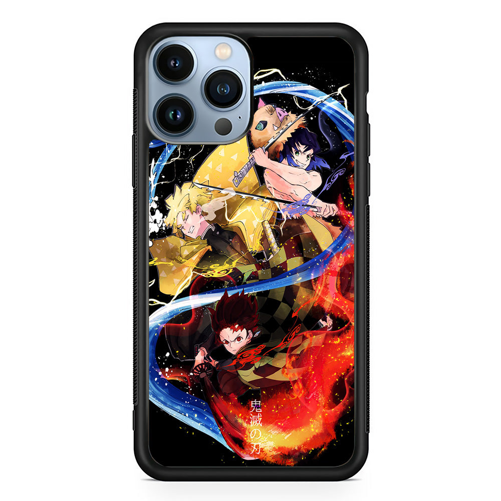 Kimetsu no Yaiba Demon Slayer iPhone 15 Pro Case-Phone Case-Rubber Black (2D Case)-Altracase