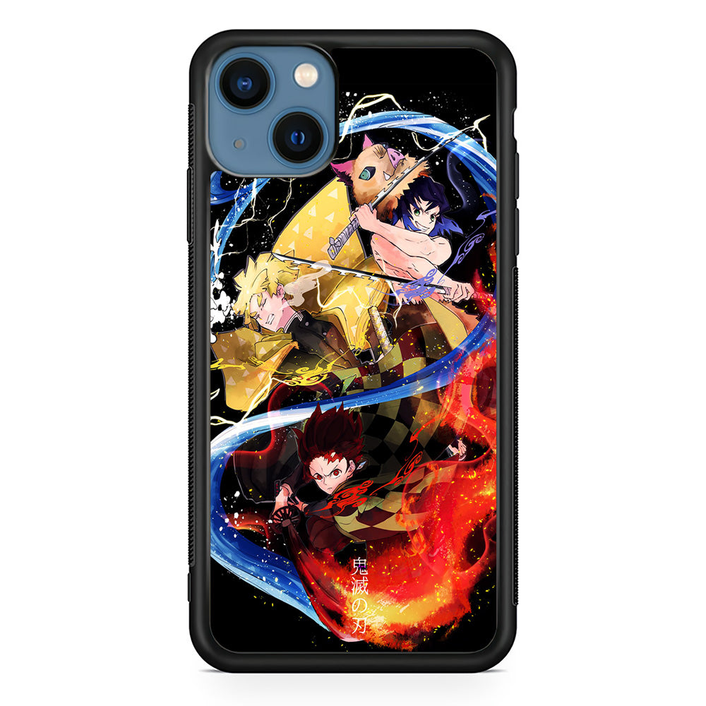 Kimetsu no Yaiba Demon Slayer iPhone 13 Mini Case-Phone Case-Rubber Black (2D Case)-Altracase