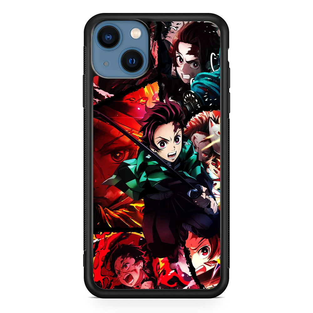 Kimetsu no Yaiba Tanjiro Aesthetic iPhone 13 Mini Case-Phone Case-Rubber Black (2D Case)-Altracase