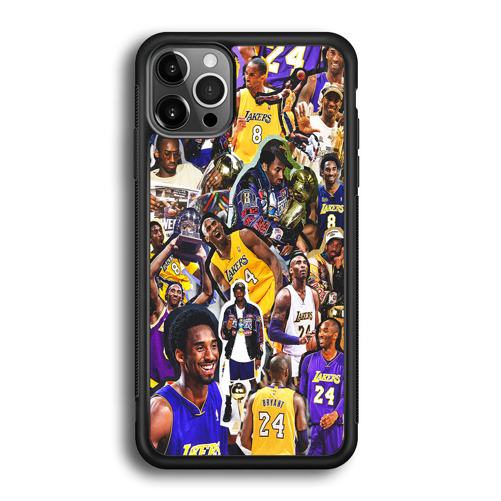 Kobe bryant lakers Collage iPhone 12 Pro Case-Phone Case-Rubber Black (2D Case)-Altracase