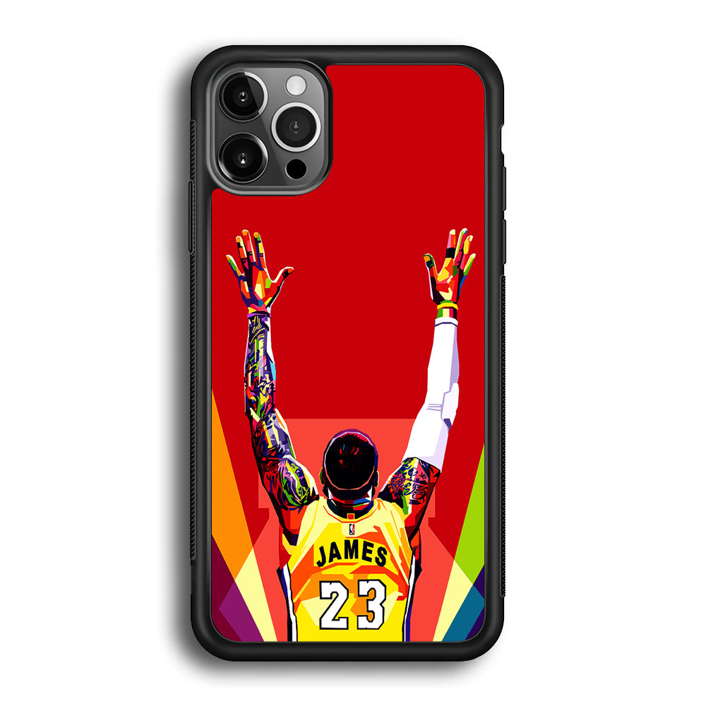 Lebron James Colorful Pop Art iPhone 12 Pro Max Case-Phone Case-Rubber Black (2D Case)-Altracase
