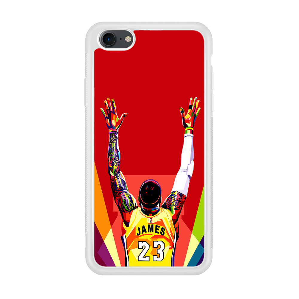 Lebron James Colorful Pop Art iPhone 7 Case-Phone Case-Rubber White (2D Case)-Altracase