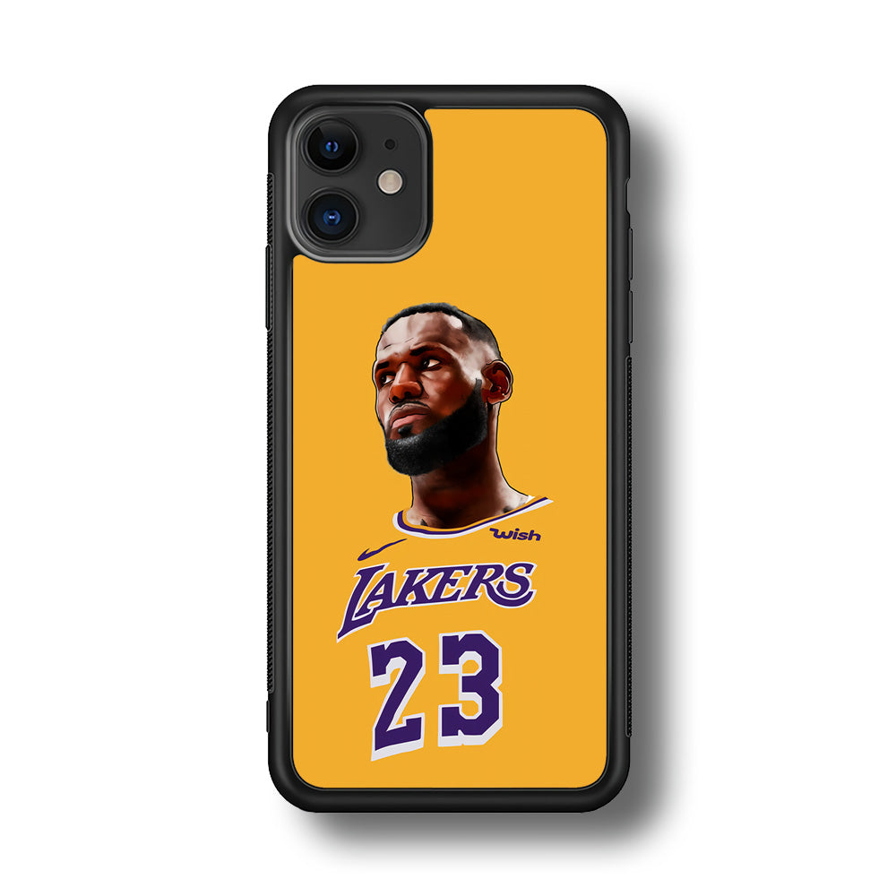Lebron James Lakers iPhone 11 Case-Phone Case-Rubber Black (2D Case)-Altracase