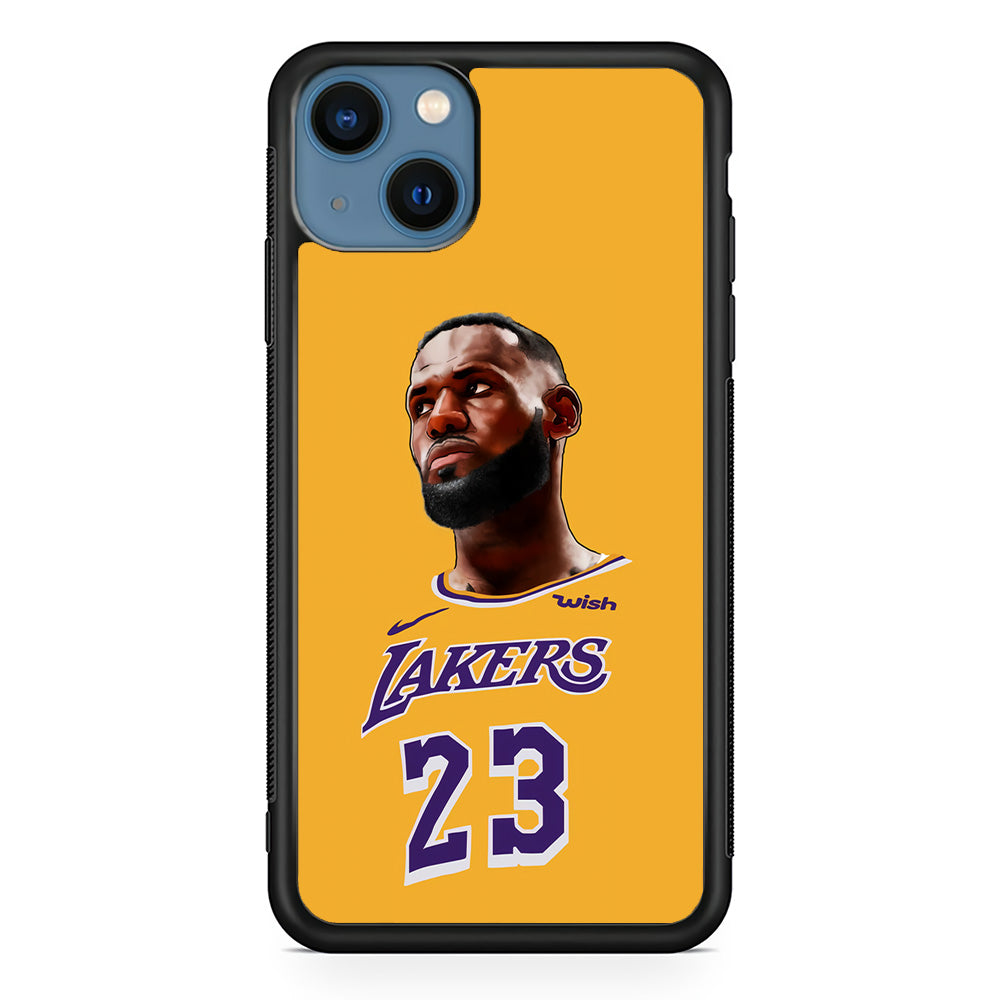 Lebron James Lakers iPhone 13 Mini Case-Phone Case-Rubber Black (2D Case)-Altracase