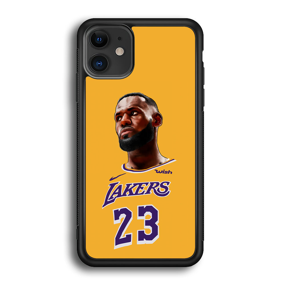 Lebron James Lakers iPhone 12 Case-Phone Case-Rubber Black (2D Case)-Altracase