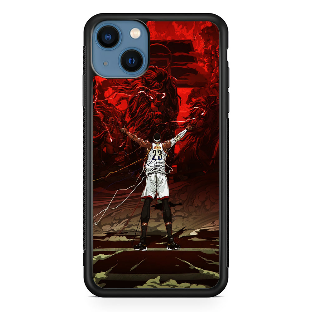 Lebron James Lion Art iPhone 13 Mini Case-Phone Case-Rubber Black (2D Case)-Altracase