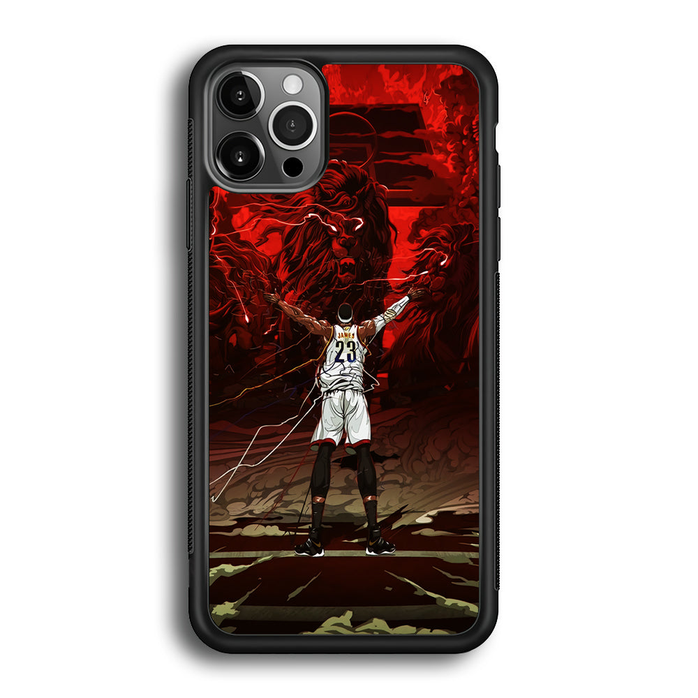 Lebron James Lion Art iPhone 12 Pro Max Case-Phone Case-Rubber Black (2D Case)-Altracase