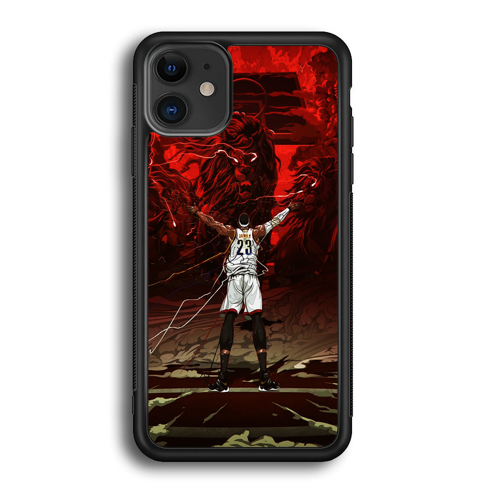 Lebron James Lion Art iPhone 12 Case-Phone Case-Rubber Black (2D Case)-Altracase