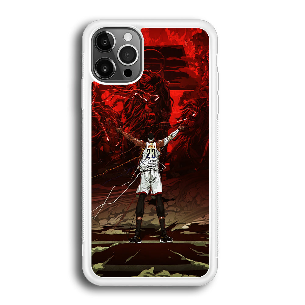 Lebron James Lion Art iPhone 12 Pro Max Case-Phone Case-Rubber White (2D Case)-Altracase