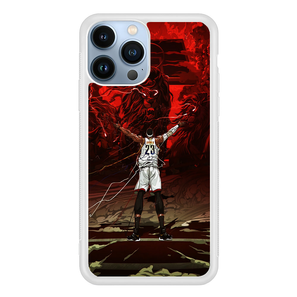Lebron James Lion Art iPhone 15 Pro Case-Phone Case-Rubber White (2D Case)-Altracase