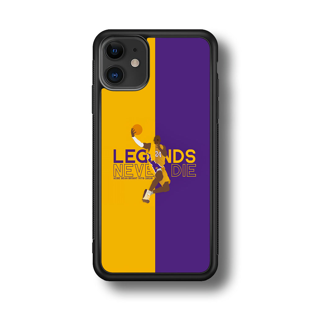 Legend Kobe Bryant 24 Lakers iPhone 11 Case-Phone Case-Rubber Black (2D Case)-Altracase