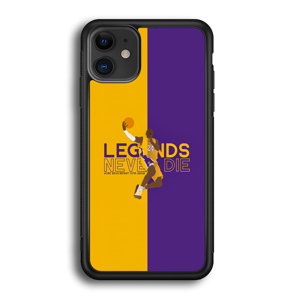 Legend Kobe Bryant 24 Lakers iPhone 12 Case-Phone Case-Rubber Black (2D Case)-Altracase