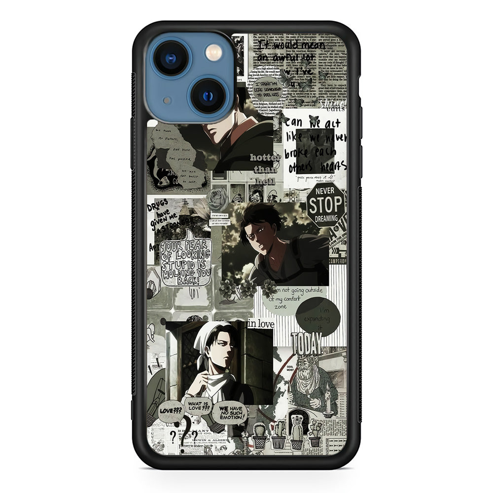 Levi Ackerman Aesthetic iPhone 13 Mini Case-Phone Case-Rubber Black (2D Case)-Altracase