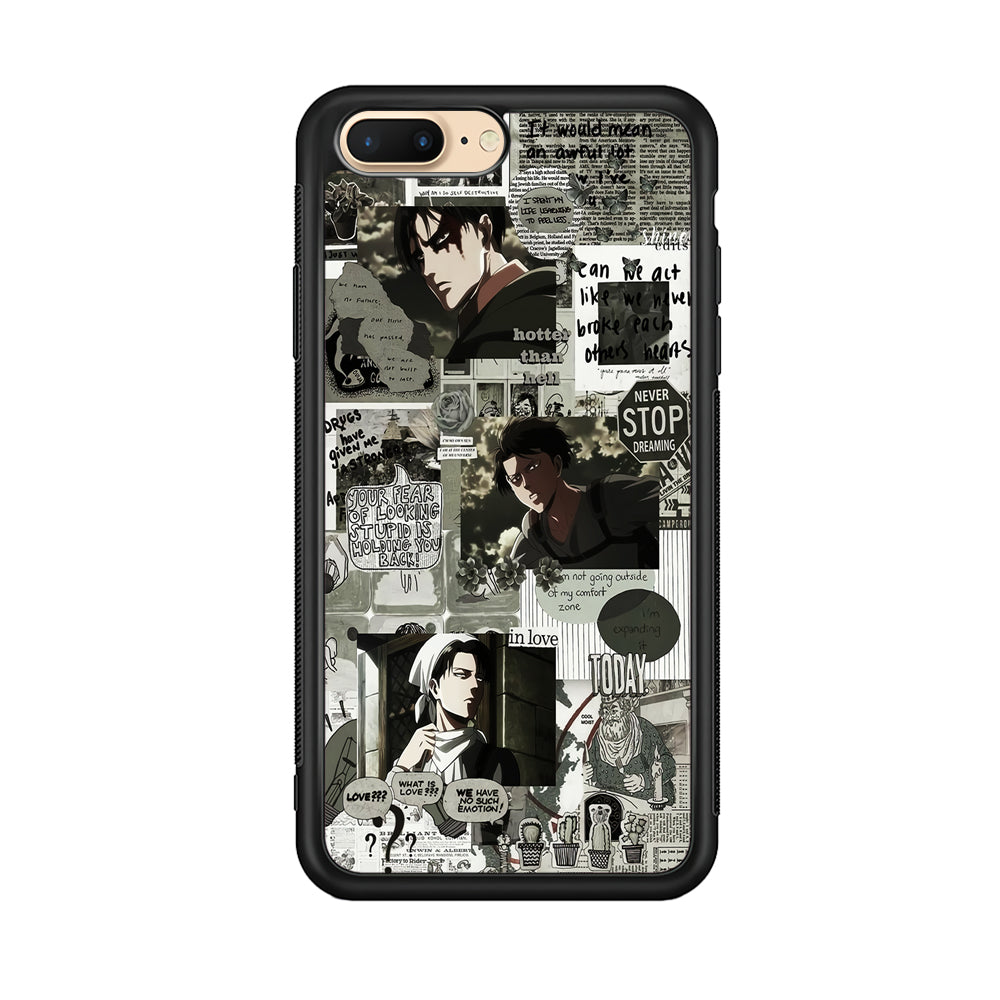 Levi Ackerman Aesthetic iPhone 8 Plus Case-Phone Case-Rubber Black (2D Case)-Altracase