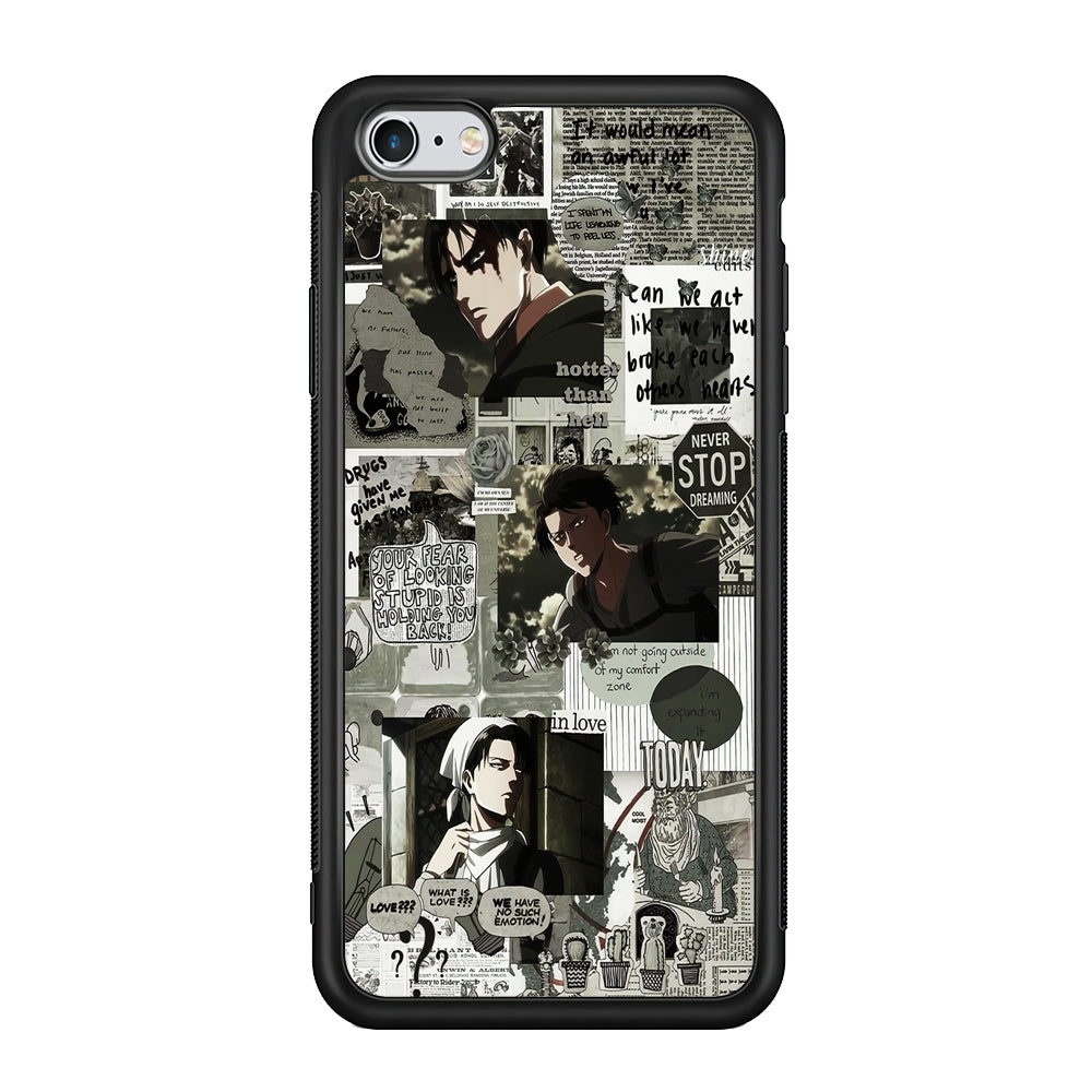 Levi Ackerman Aesthetic iPhone 6 | 6s Case-Phone Case-Rubber Black (2D Case)-Altracase