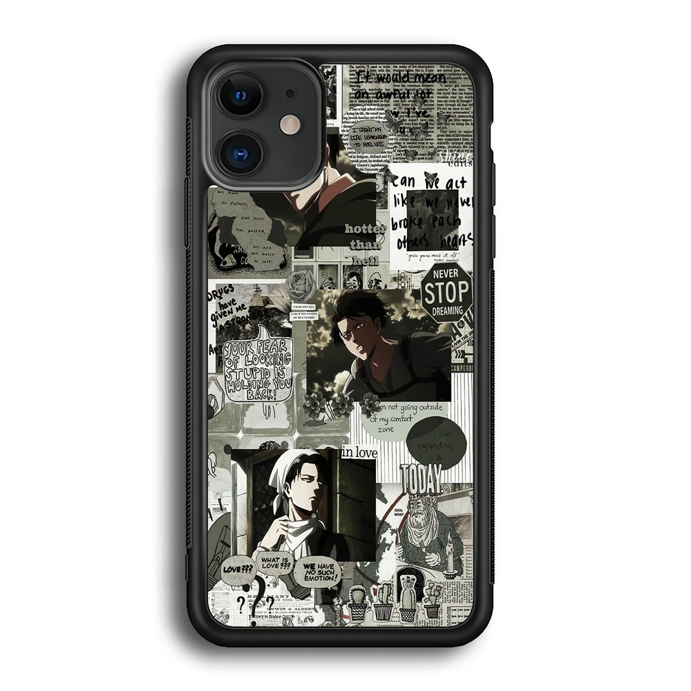 Levi Ackerman Aesthetic iPhone 12 Case-Phone Case-Rubber Black (2D Case)-Altracase