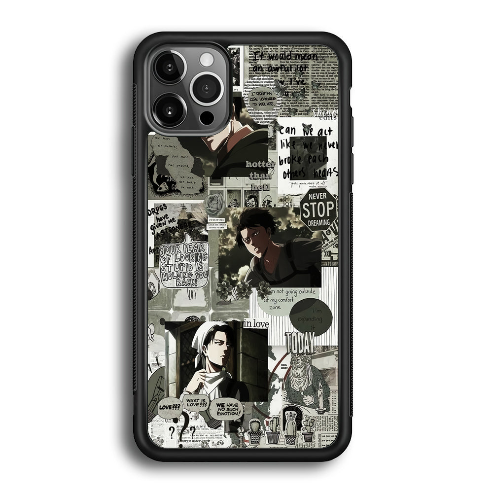 Levi Ackerman Aesthetic iPhone 12 Pro Max Case-Phone Case-Rubber Black (2D Case)-Altracase