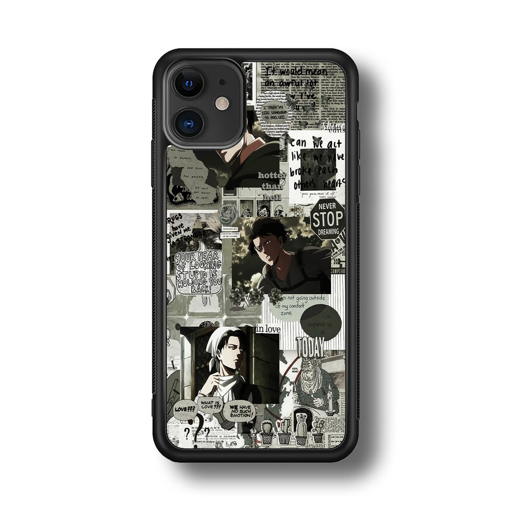 Levi Ackerman Aesthetic iPhone 11 Case-Phone Case-Rubber Black (2D Case)-Altracase