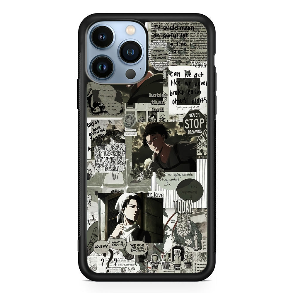 Levi Ackerman Aesthetic iPhone 15 Pro Case-Phone Case-Rubber Black (2D Case)-Altracase