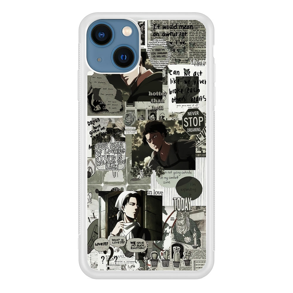 Levi Ackerman Aesthetic iPhone 13 Mini Case-Phone Case-Rubber White (2D Case)-Altracase