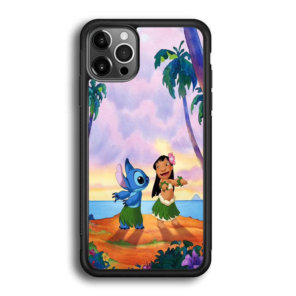 Lilo and Stitch Dancing iPhone 12 Pro Max Case-Phone Case-Rubber Black (2D Case)-Altracase