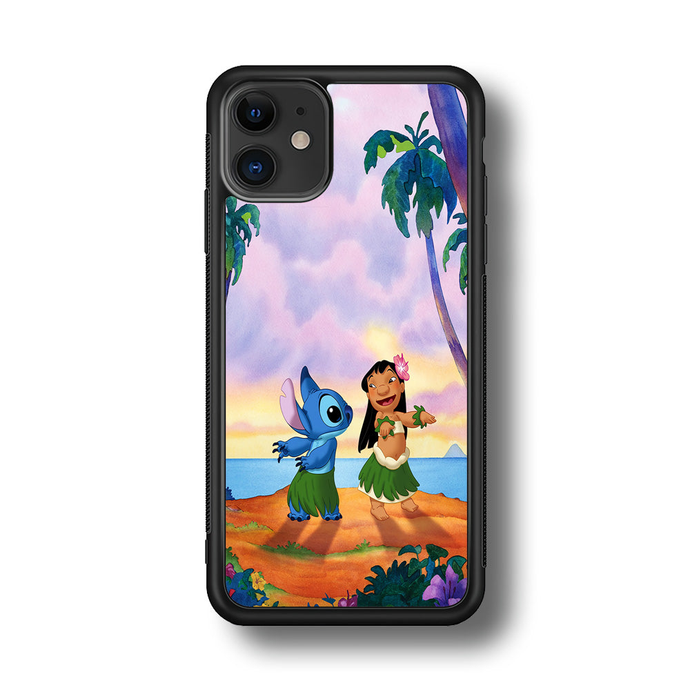 Lilo and Stitch Dancing iPhone 11 Case-Phone Case-Rubber Black (2D Case)-Altracase