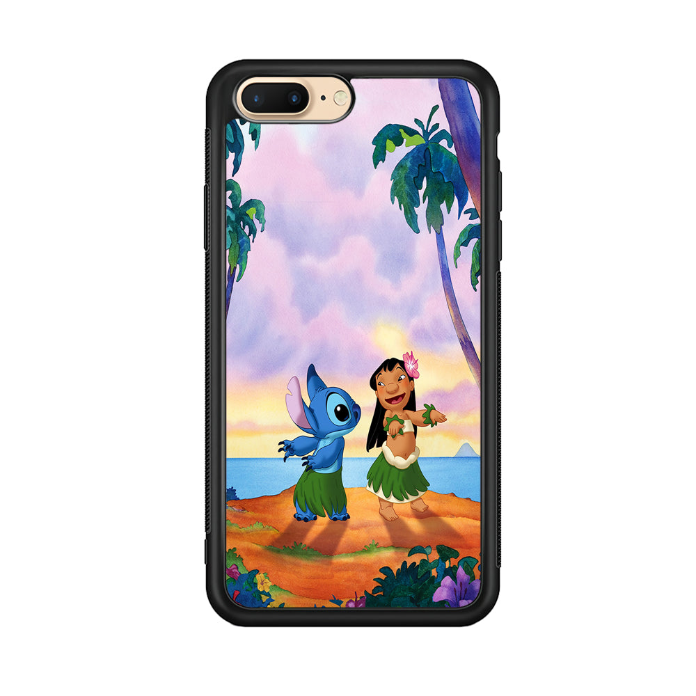 Lilo and Stitch Dancing iPhone 7 Plus Case-Phone Case-Rubber Black (2D Case)-Altracase