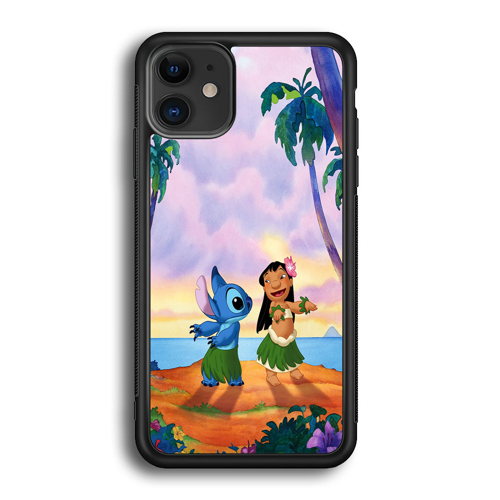 Lilo and Stitch Dancing iPhone 12 Case-Phone Case-Rubber Black (2D Case)-Altracase