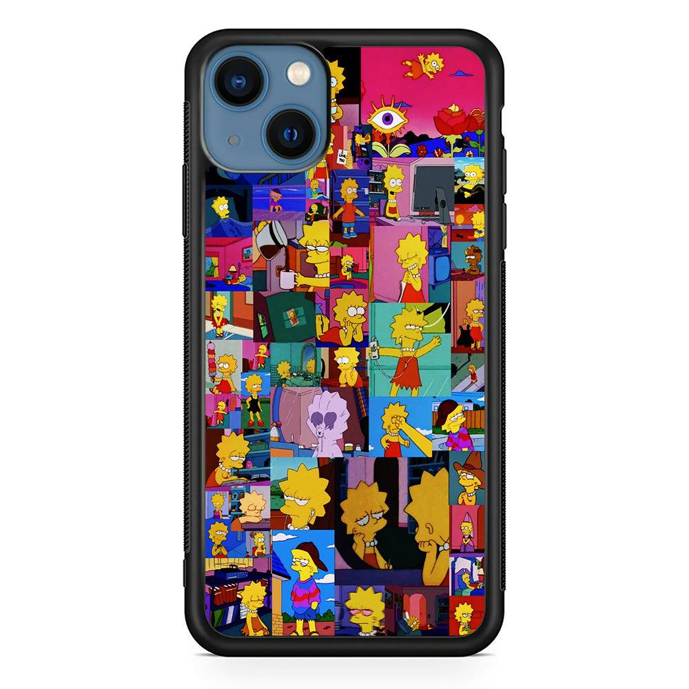 Lisa Simpson Aesthetic iPhone 13 Mini Case-Phone Case-Rubber Black (2D Case)-Altracase
