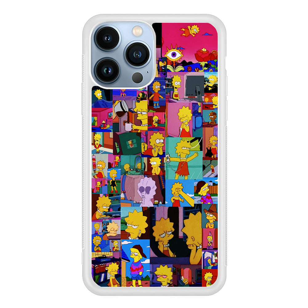 Lisa Simpson Aesthetic iPhone 15 Pro Case-Phone Case-Rubber White (2D Case)-Altracase