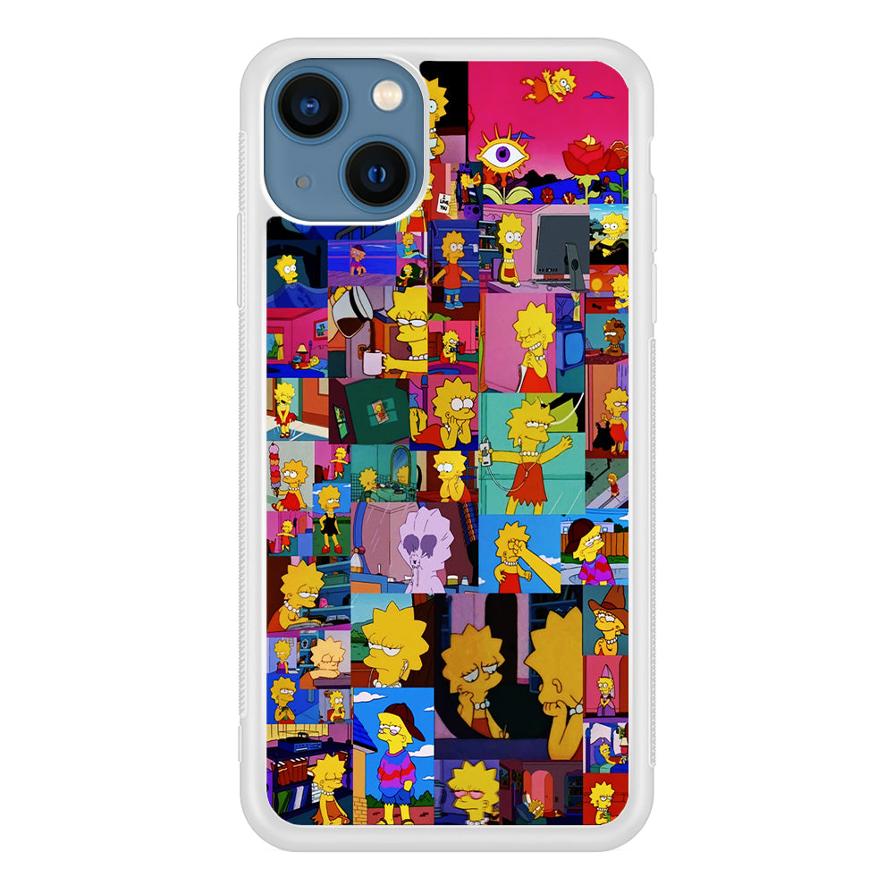 Lisa Simpson Aesthetic iPhone 13 Mini Case-Phone Case-Rubber White (2D Case)-Altracase