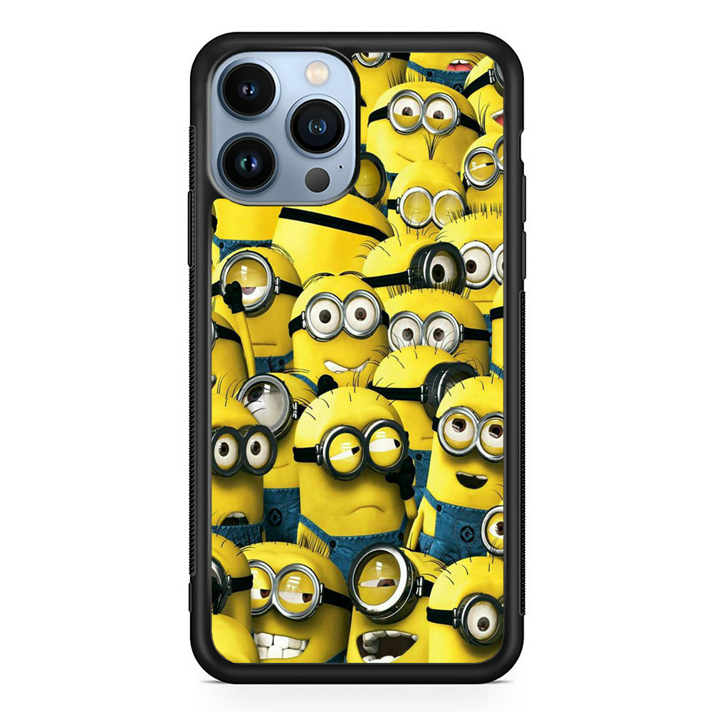 Lots of Minion iPhone 15 Pro Case-Phone Case-Rubber Black (2D Case)-Altracase